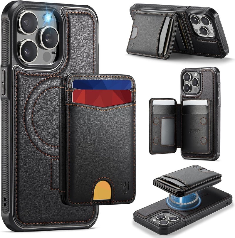 Usroom for iPhone 15 Pro Max Detachable Wallet Case with Card Holder, 2 in 1 RFID Blocking Credit Slots Kickstand Shockproof Phone Wallet for iPhone 15 Pro Max 6.7" Black - Image 1